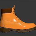 Orange Outdoor Work Boots With Brown Collar Laces And Thick Rubber Sole Design