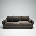 Dark Gray Fabric Two Seater Sofa With Studded Trim Wooden Legs And Cushions