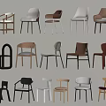 Various Modern Dining Chairs With Different Designs And Upholstered Wooden Frames 3d model
