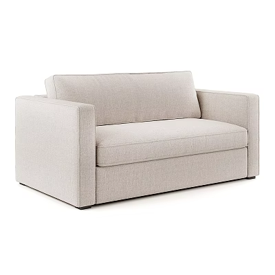Light Beige Fabric Upholstered Two Seater Sofa With Armrests And Modern Minimalist Design 3d model