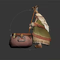 Game Movie Character White Hair Green Red Outfit Holding Gourd Staff By Pink Face Cauldron
