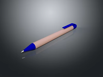 Blue And Beige Ballpoint Pen For Daily Writing And Office Tasks 3d model