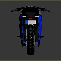 Modern Blue and Black Motorcycle With Sleek Body Stylish Graphics and Blue Rimmed Wheels