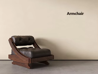 Quiet Ancient Style Single Sofa Chair Leisure Chair Leather Solid Wood 3d model