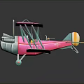 Detailed Pink Biplane Model With Green Yellow Accents Circular Wing Patterns On Dark Aerospace Background