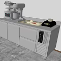 Industrial Functional Table With Mixer Display Panel And Storage Cabinets 3d model