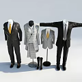 Formal Clothes on Mannequins with Suits Tie and Shoes in Various Styles