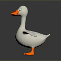 Cartoon Duck Character With White Body Orange Beak Blue Eyes And Spread Wings Pose