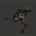 Vintage Industrial Mechanical Robot With Multi Legged Armored Body Antenna Cannon And Mechanical Arm