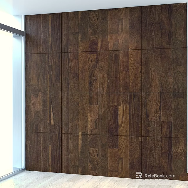 Natural Wooden Wall Panel Design With Rich Grain Texture For Interior Spaces 3d model