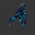 3D Mythical Monster Character Model With Blue Purple Sharp Claws And Intricate Details