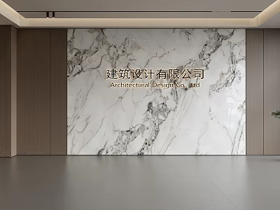 Modern Architectural Space Featuring Elegant Marble Background Wall And Wooden Accents 3d model