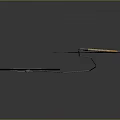 Medieval Weapons Shield With Red Accents And Long Handled Sickle 3D Model
