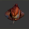 Game and Movie Character with Red Hair Beard Blue Face Tattoo Smoking Cigarette Fierce Expression