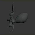 3D Fantasy Creature Character Design With Large Ears Round Tail And Standing Pose 3d model