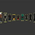 Vintage Model Cars In Various Colors With Classic Designs Arranged In Row