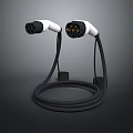Mobile Digital Charging Cables With Multi Port White Plugs And Black Cables For Devices 3d model