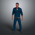 The Man In Blue Long Sleeve Uniform Standing With Belt And Pocket Details