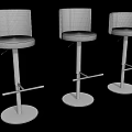 Bar Stools With Multiple Colors Upholstered Seats And Metal Base Design 3d model