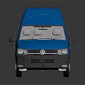 Volkswagen Blue Cargo Van on Dark Background with Reflective Surface