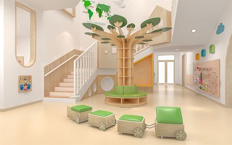 Modern Kindergarten Hall Kindergarten Reading Area 3d model