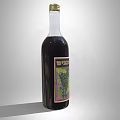 Gray Label Grape Flavored Beverage In Clear Glass Bottle With Dark Liquid