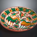 Decorative Bowl With Colorful Animal And Floral Patterns In Vibrant Green Yellow Red
