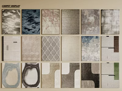 Square Carpets with Various Patterns Different Designs and Colorful Styles in Carpet Craft Collection 3d model