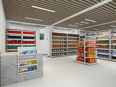 Modern minimalist tooling commercial space 24 hours unmanned store canteen 3d model