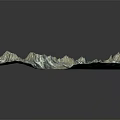 Realistic 3D Garden Landscape Model Featuring Mountains Green Vegetation and Blue Water Bodies