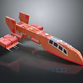 Futuristic Red Cosmic Spaceship With Modular Structure And Detailed Design Elements