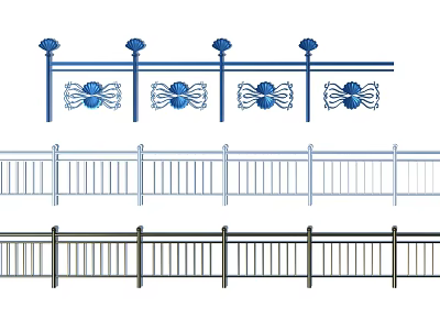 Decorative Railings With Floral Patterns And Different Color Options Blue White Black 3d model