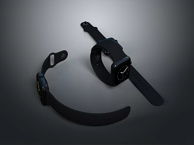 Two Modern Black Smartwatches With Square Dial And Comfortable Strap For Daily Use 3d model