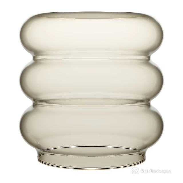 Modern Beige Glass Decorative Ornament Set Featuring Stacked Round Layer Design For Home Decoration 3d model 