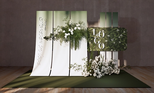 Modern Beauty White and Green Wedding 3d model