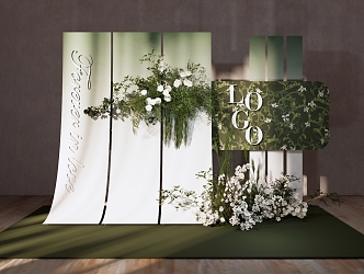 Modern Beauty White and Green Wedding 3d model