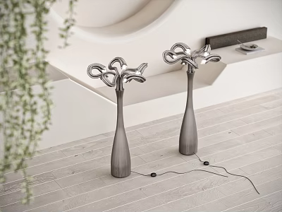 Modern Floor Lamps with Curved Metal Structure for Contemporary Home Interior Decor 3d model