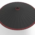 Black And Red Traditional Umbrella With Circular Frame And Ribbed Design