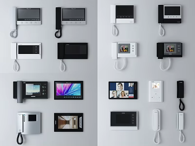 Various Modern Video Doorbell Designs With Digital Screen And Home Security Features 3d model