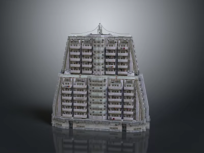 Detailed Architectural Model of Multi Storey Building with Balconies and Windows 3d model