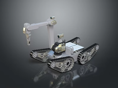 Tracked Robotic Vehicle With Mechanical Arm And Camera For Industrial Operations 3d model