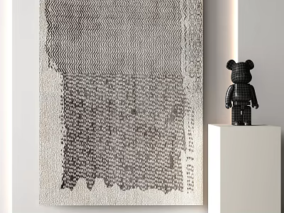 Modern Minimalist Living Room Square Rug With Woven Texture And Decorative Figurine 3d model