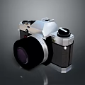 Vintage Electronic Camera With Silver And Black Design And Classic Lens
