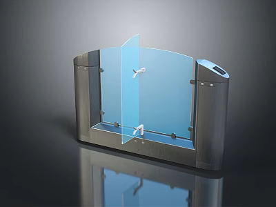 Transparent Glass Turnstile With Metal Pillars For Secure Entry And Modern Access Control 3d model