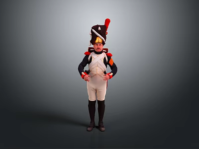 Napoleon Soldier Character With Eagle Mascot Standing In Historical Military Uniform 3d model