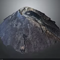 3D Mountainous Terrain Model With Textured Surface And Blue Purple Color Gradients