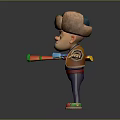 Cartoon Character Figure With Brown Hat Blue Shirt Purple Pants Red Shoes And Colorful Horn