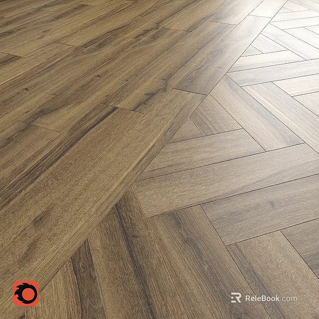 Warm Brown Wooden Flooring With Herringbone And Straight Pattern Design 3d model 