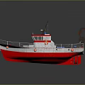Red and White Boat With Upper Cabin Deck Railings and Winch Equipment