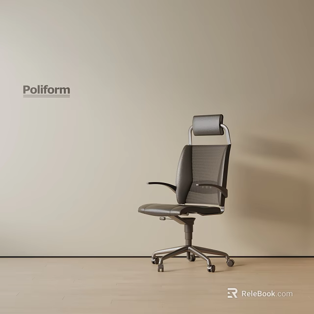 Poliform Modern Office Chair With High Back Leather Upholstery And Ergonomic Swivel Design 3d model 